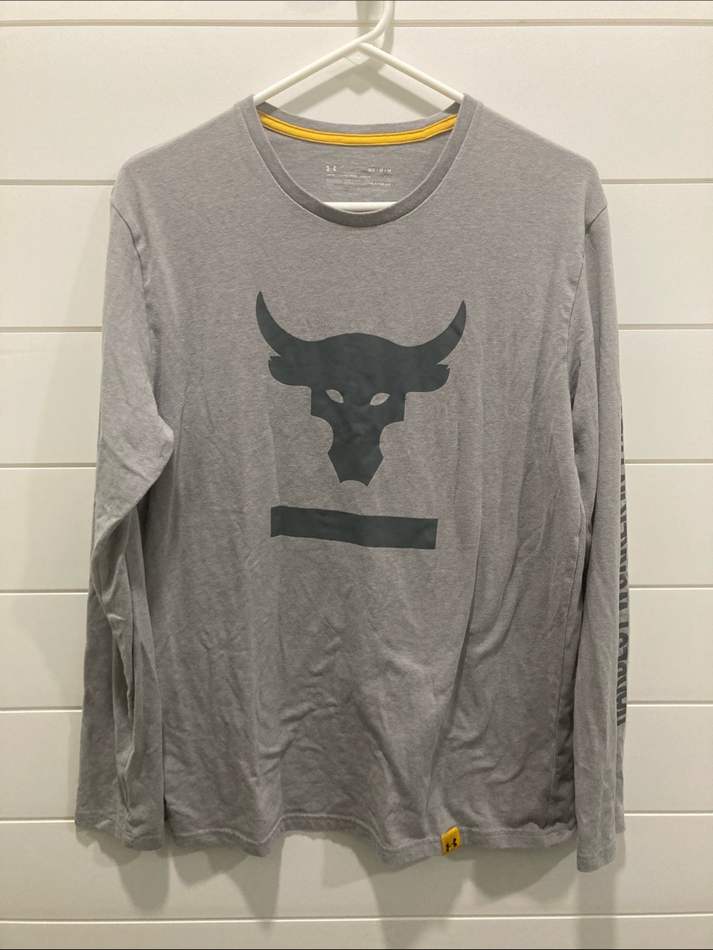 Under Armour x Project Rock Hardest Worker Men's Gray Long Sleeve Shirt Size M